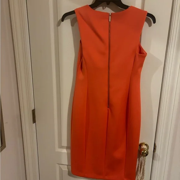 Calvin Klein sz 6 ladies twist Shoulder melon sheath dress scuba stretch bodycon - Picture 7 of 16